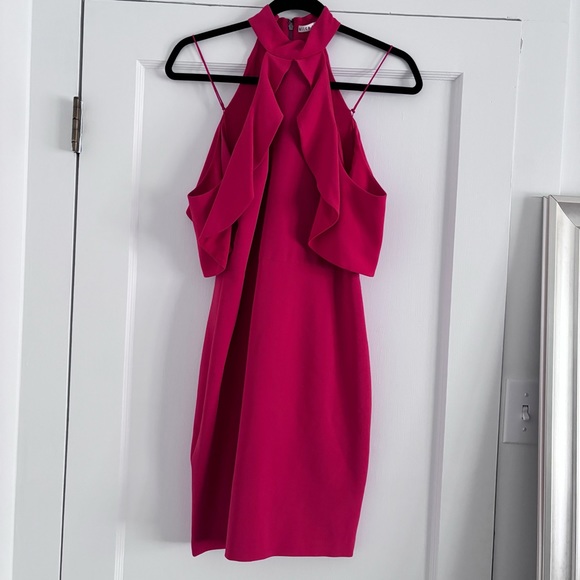 Alice + Olivia Red Ebony Cold Shoulder Mini Dress Size 4 - Picture 2 of 15